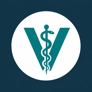 Veterinarians.org badge: teal V and veterinary staff inside a white circle on navy.