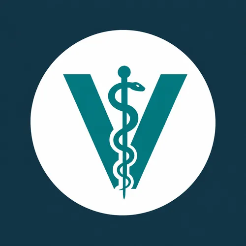 The updated Veterinarians.org V-and-staff logo in navy, teal and white.