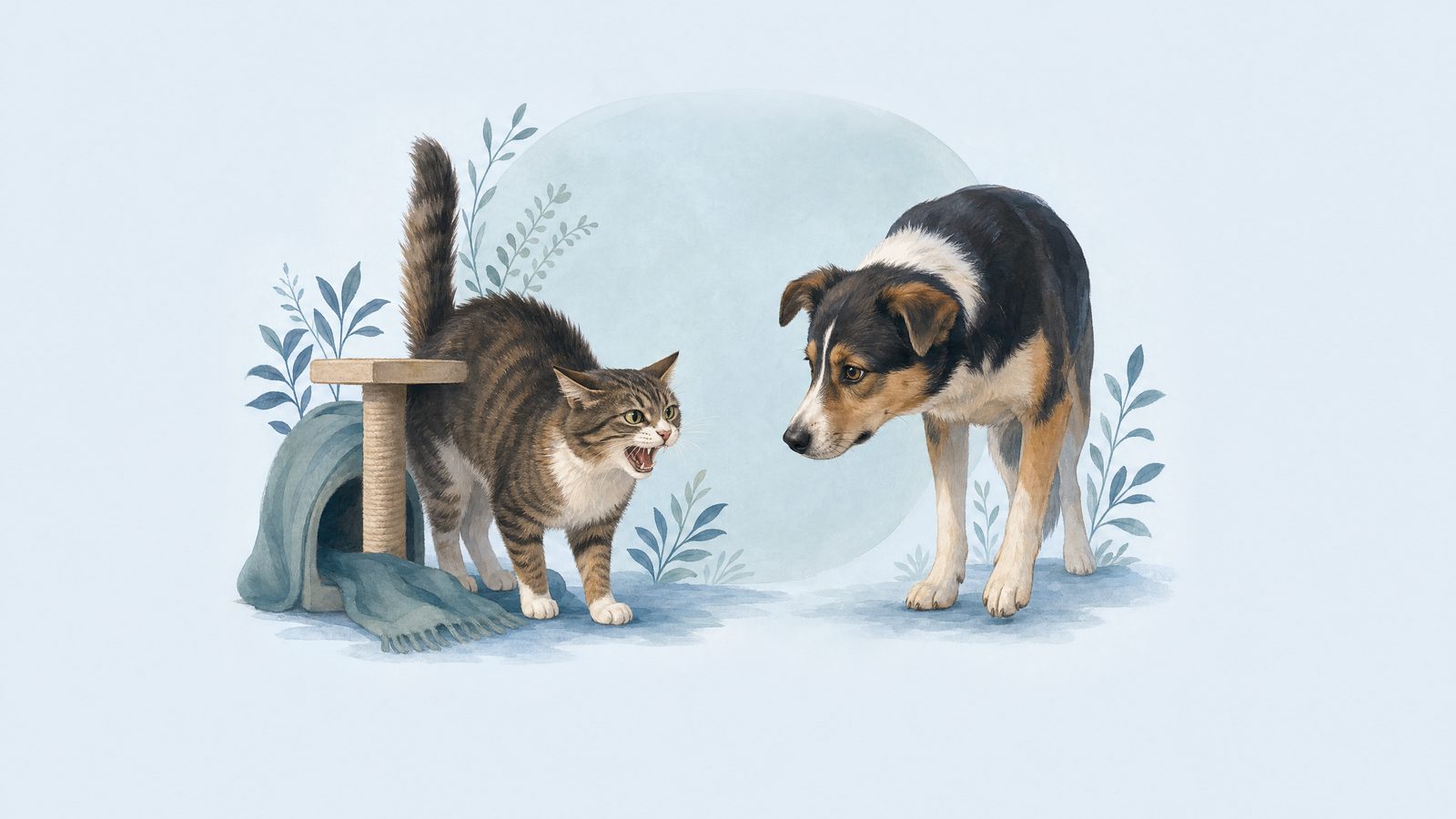 Illustration of cat requesting space with natural body language.